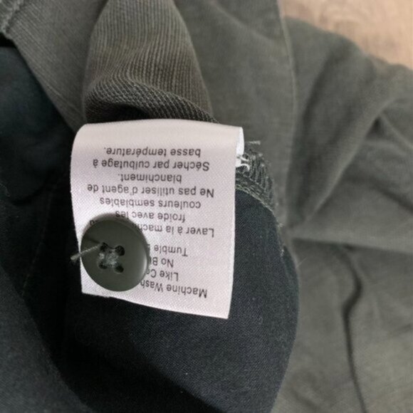 Aritzia Community Pants Straight Leg Cargo Army Linen blend Trouser Zipper Ankle - Picture 8 of 12